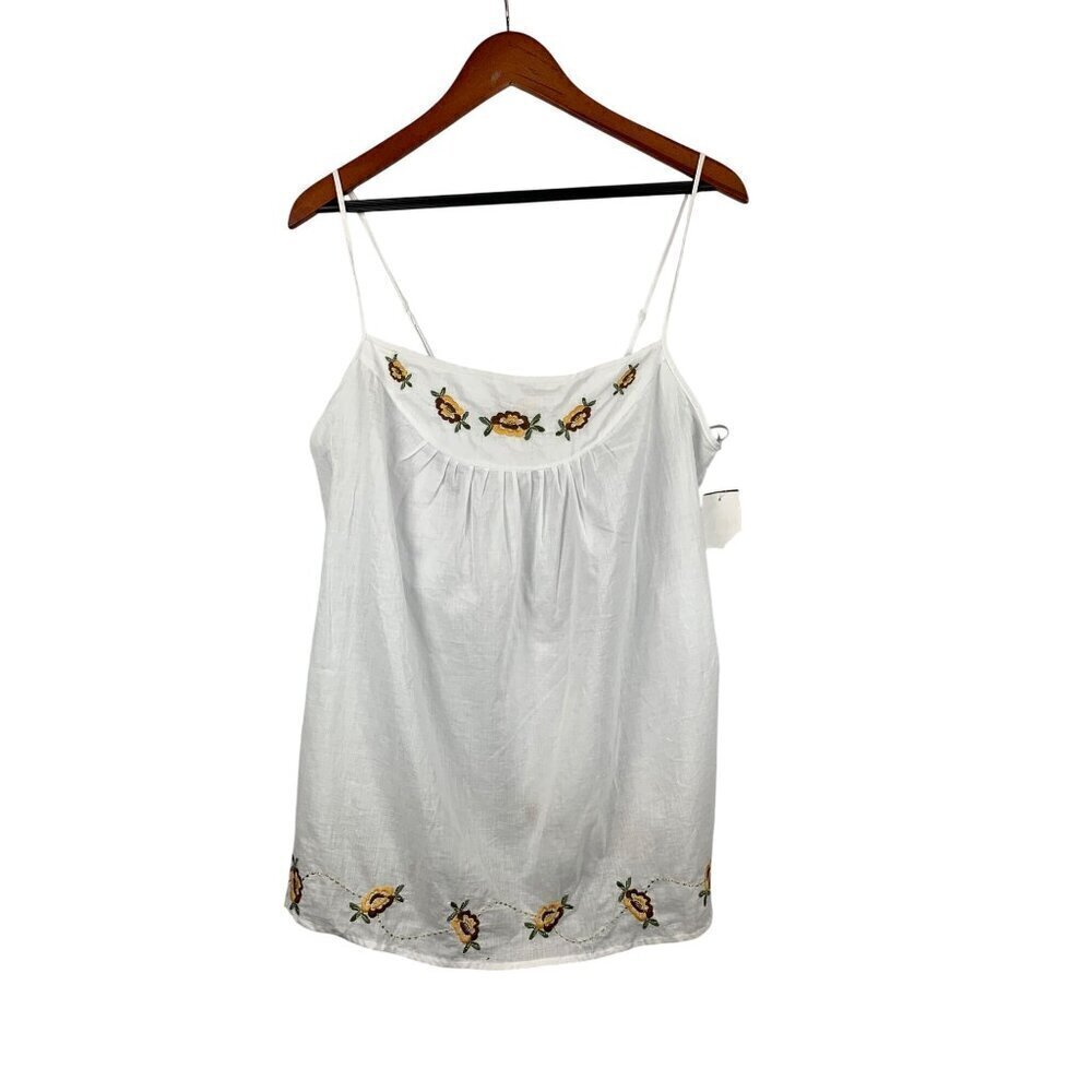 White Embroidered Floral Camisole Top X Large Mimi Chica 100% Cotton